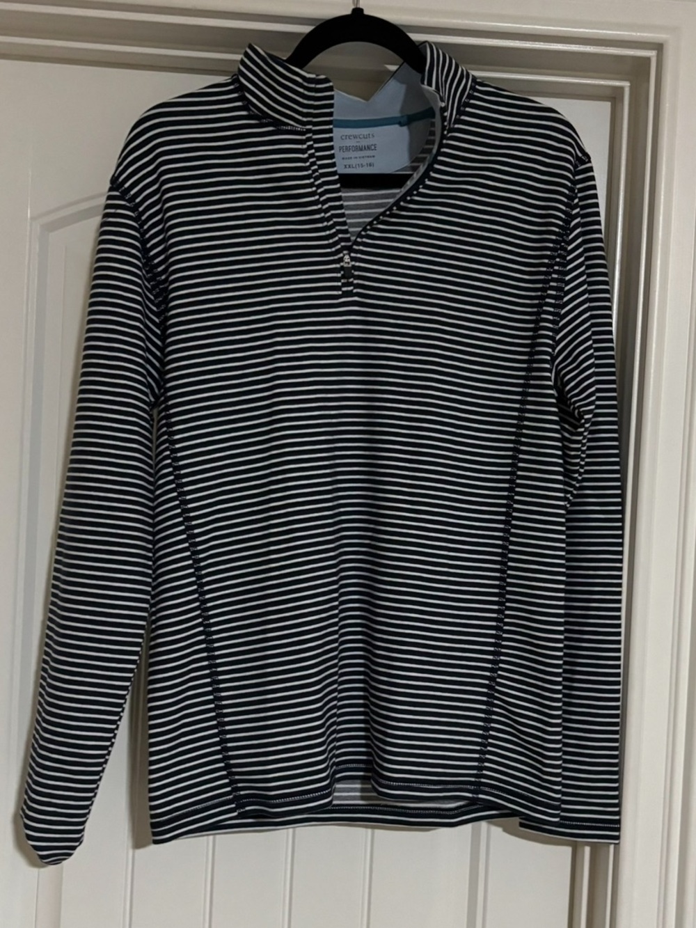 Crewcuts Navy & White Striped Zip-Up Sweater